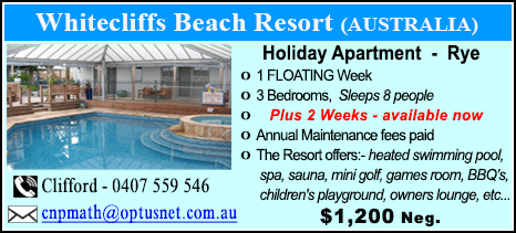 Whitecliffs Beach Resort - $1200