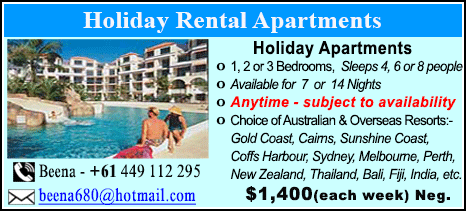 Holiday Rental Apartments - $1400